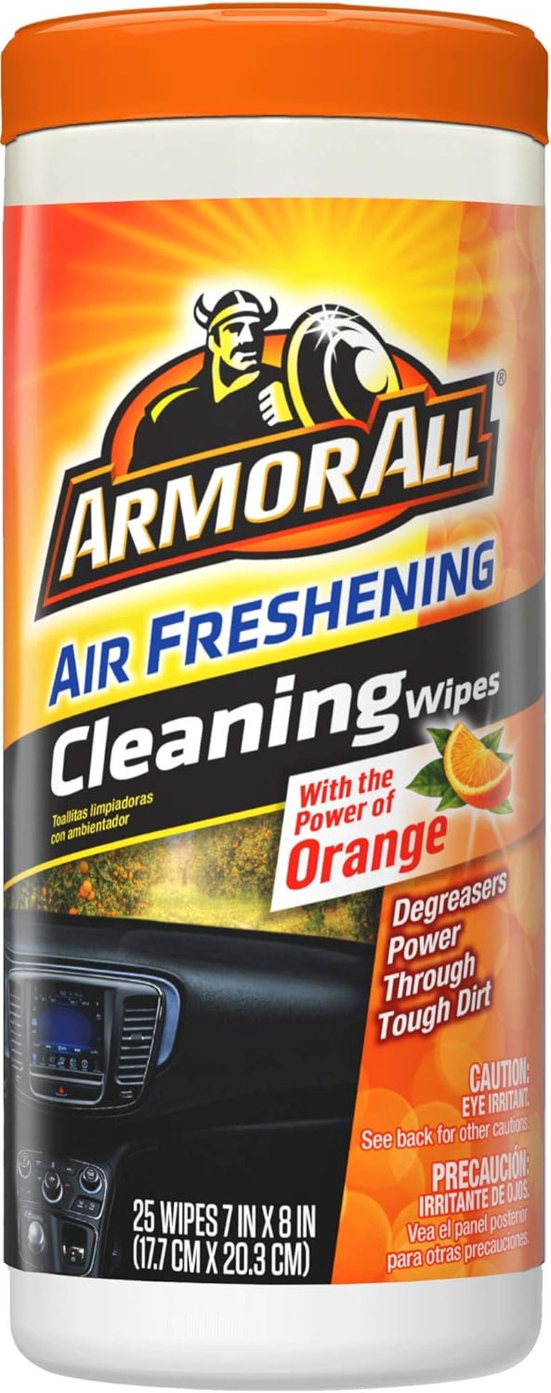 Car Interior Cleaner Wipes , Car Cleaning Wipes with Orange Cleans Dirt and Dust in Cars, Trucks and Motorcycles, 25 Count