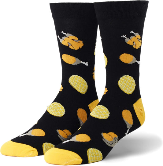 , Fun Food & Snack Themed Crew Socks for Men, Colorful Assorted Styles