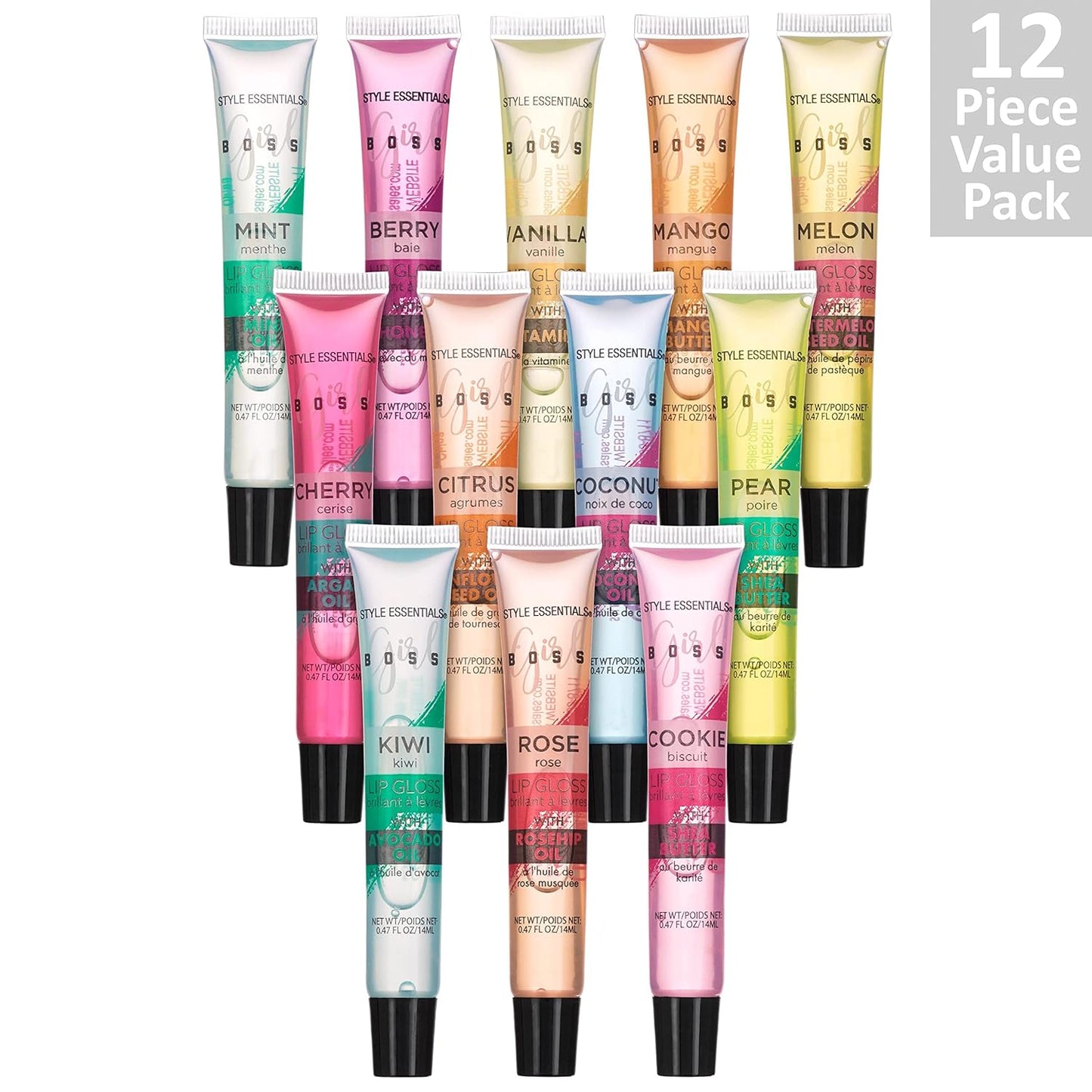 12Pc Lip Gloss Lip Oil Collection – Lip Gloss Tubes with Essential Oils, Moisturizing, Hydrating Lip Glosses, Lip Glow Oil, Hydrating Lip Balm