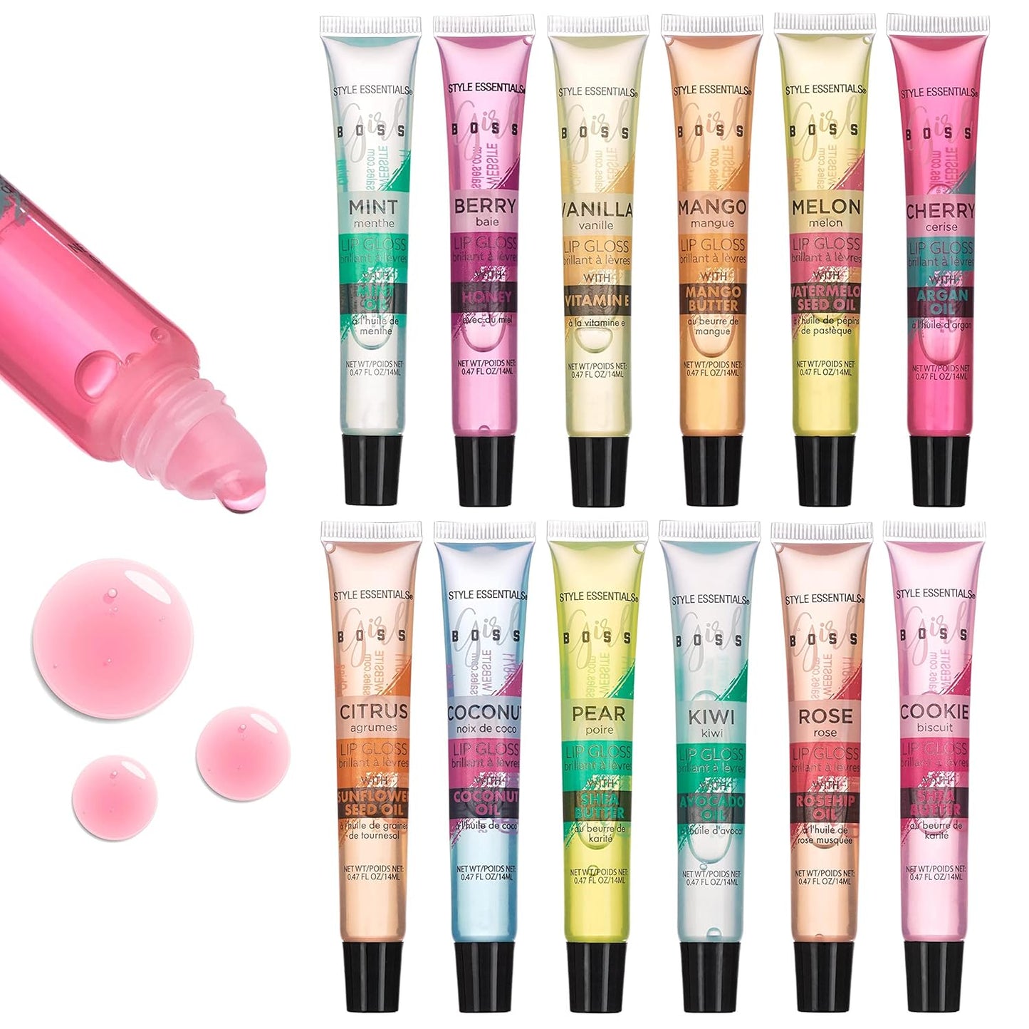 12Pc Lip Gloss Lip Oil Collection – Lip Gloss Tubes with Essential Oils, Moisturizing, Hydrating Lip Glosses, Lip Glow Oil, Hydrating Lip Balm